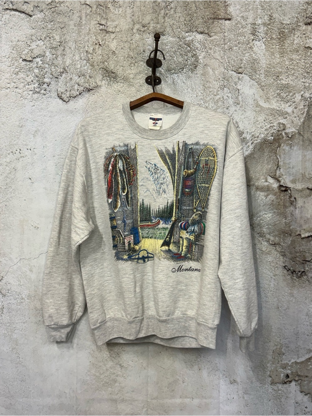 Jerzees Light Gray Montana Outdoor Graphic Crewneck